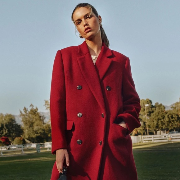 Reformation Lucas Coat Red - Size XS